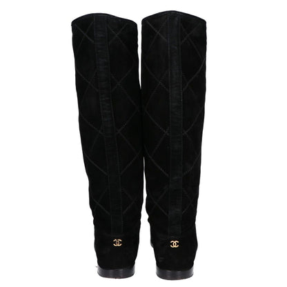 Chanel CC Logo Suede Long Boots — view 3