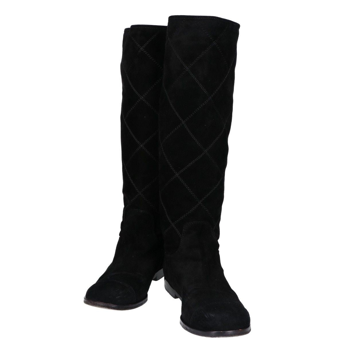 Chanel CC Logo Suede Long Boots
