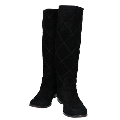 Chanel CC Logo Suede Long Boots