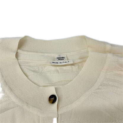 Hermes Off White Silk Blend Cardigan 42 — view 3