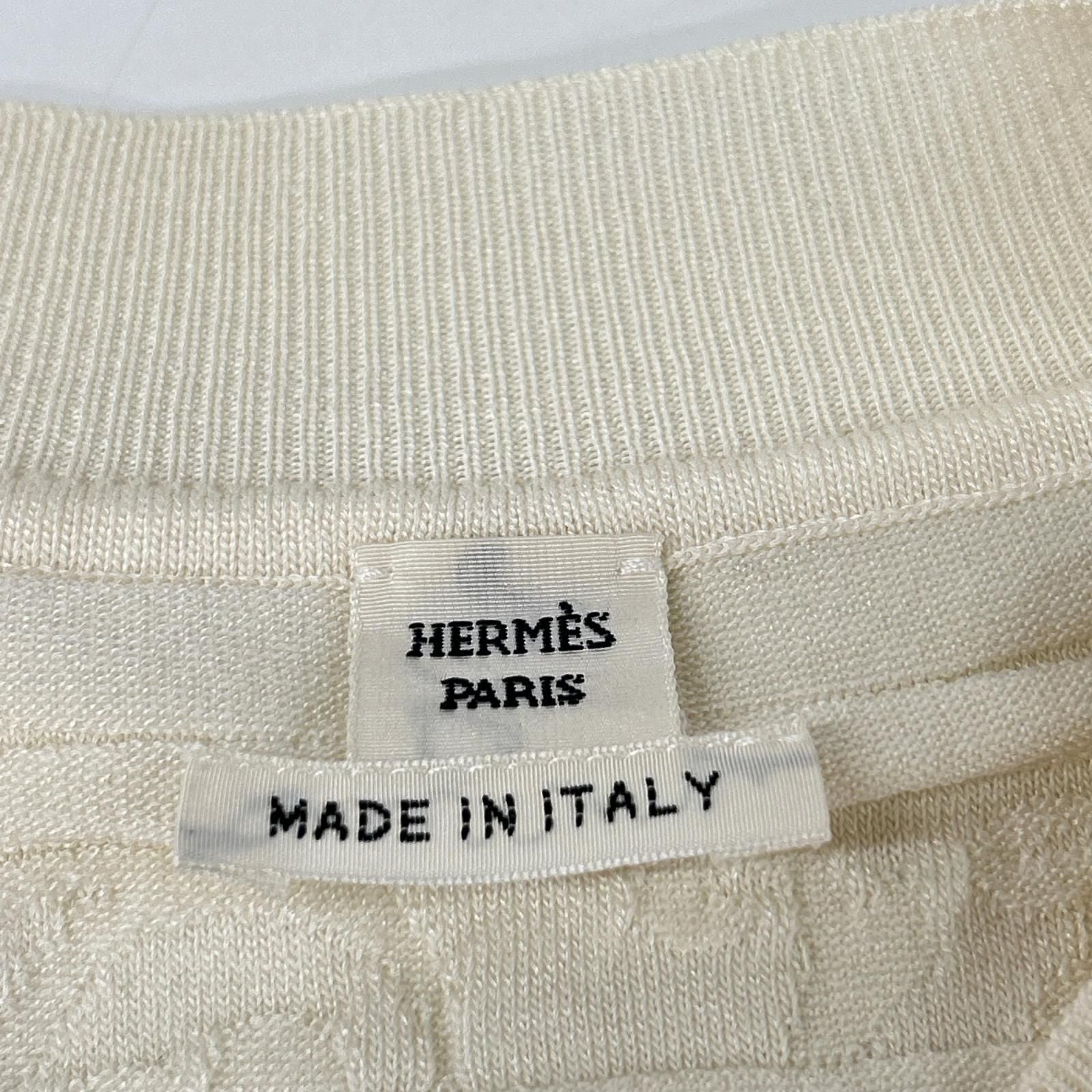 Hermes Off White Silk Blend Cardigan 42 — view 4