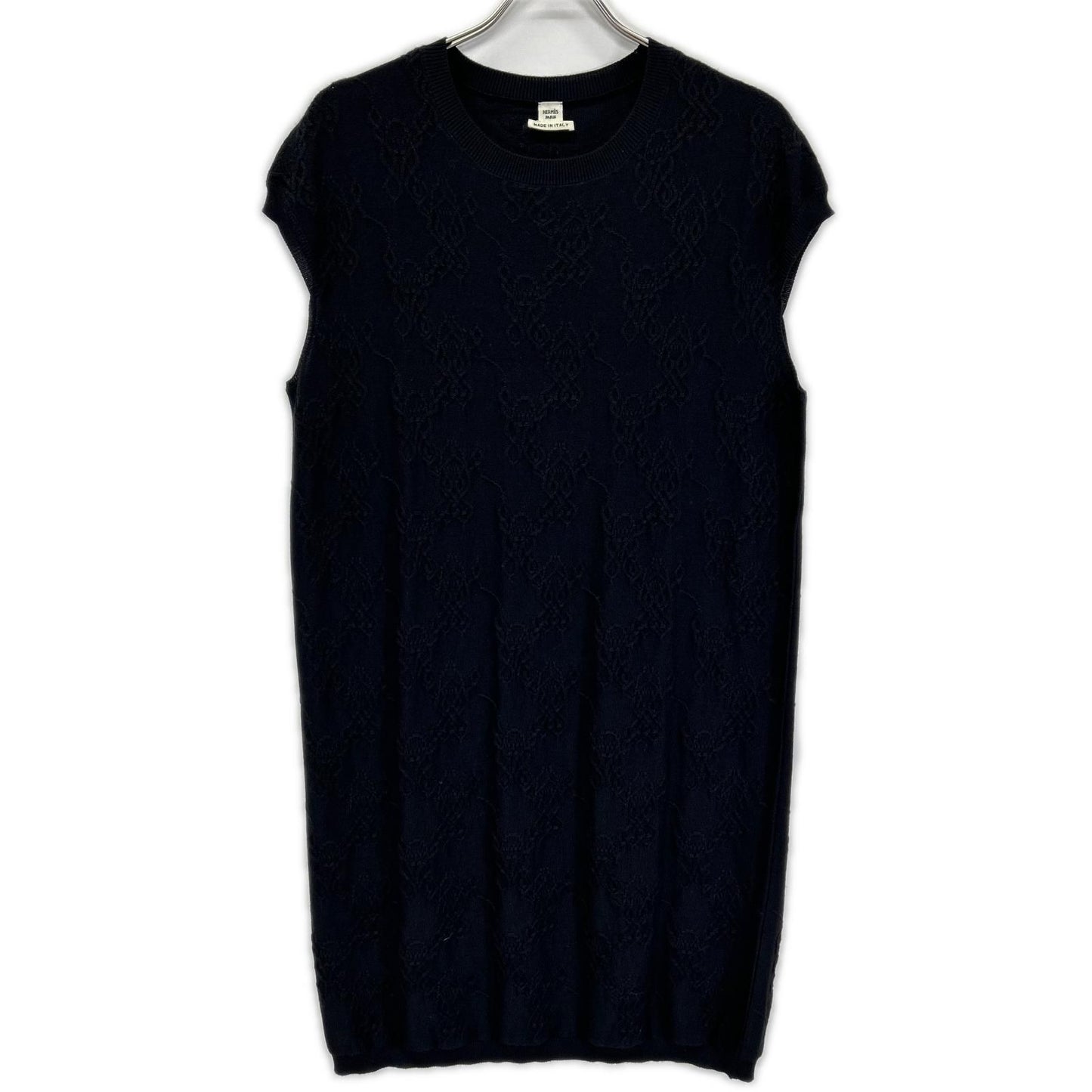 Hermes Black Cashmere Silk Sleeveless Knit Dress 42