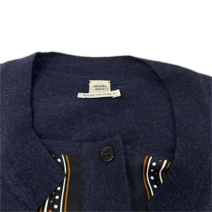 Hermes Navy Silk Contrast Layered Cardigan Solded 42 — view 3