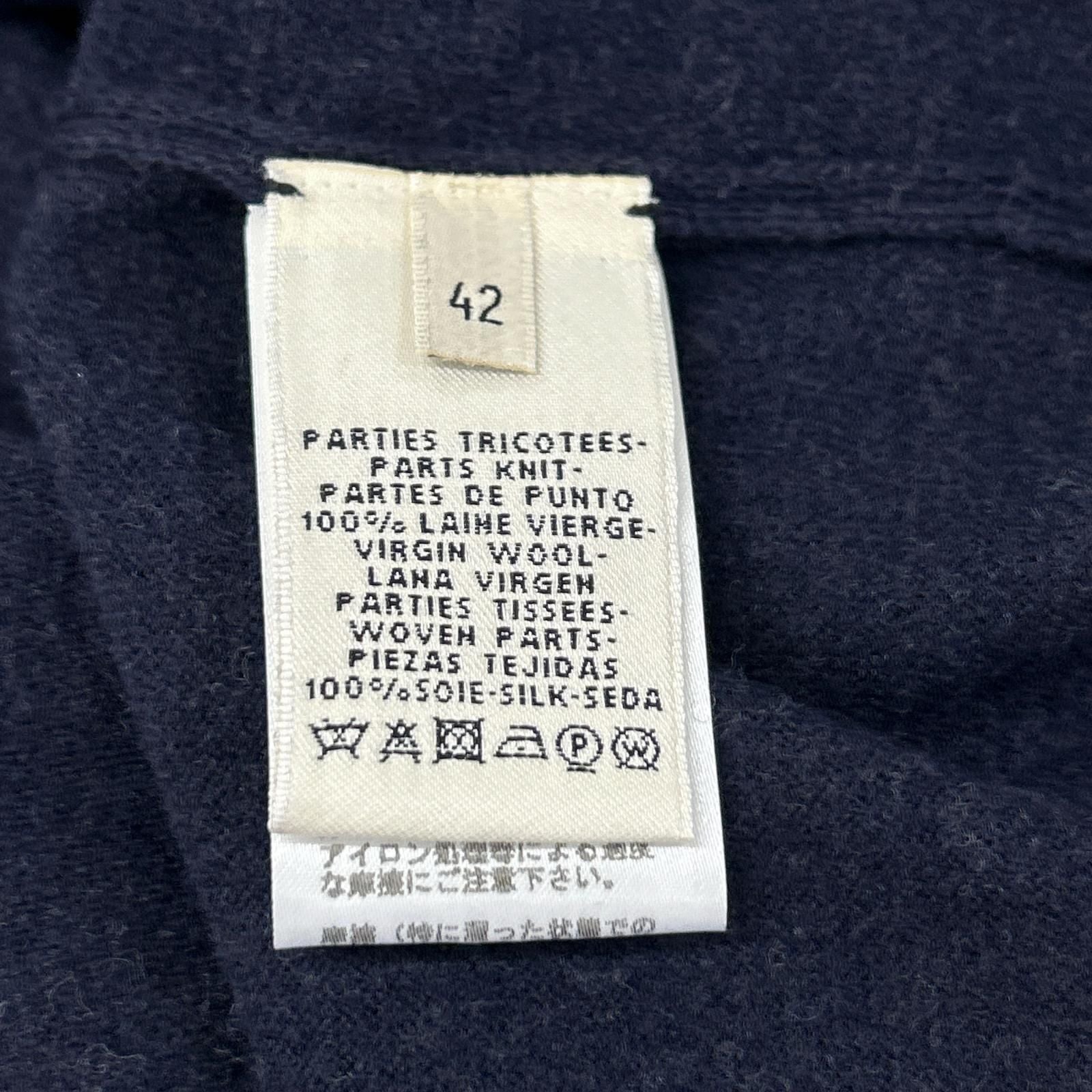 Hermes Navy Silk Contrast Layered Cardigan Solded 42 — view 4