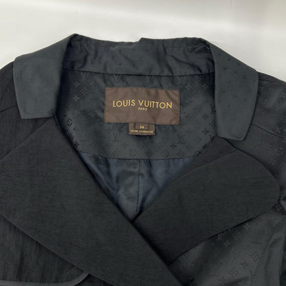 Louis Vuitton 09 Black Monogram Pattern Belted Half Trench Coat 34 — view 7