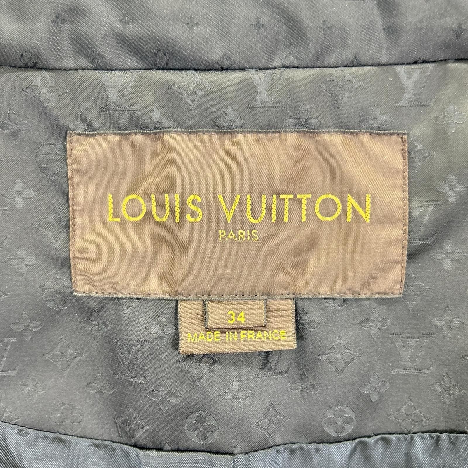Louis Vuitton 09 Black Monogram Pattern Belted Half Trench Coat 34 — view 4