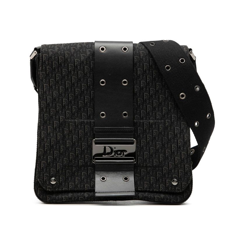 Dior Street Chic Trotter Shoulder Bag Black Canvas Leather