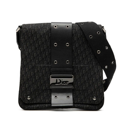 Dior Street Chic Trotter Shoulder Bag Black Canvas Leather