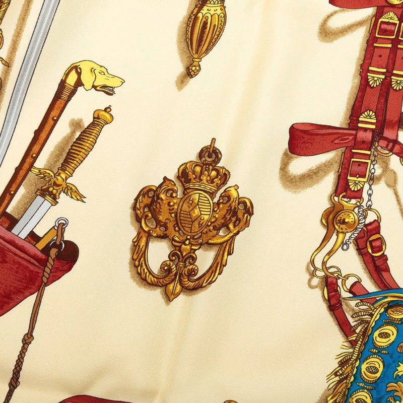 Hermes Carre 90 Musee Museum Scarf Beige Silk — view 6