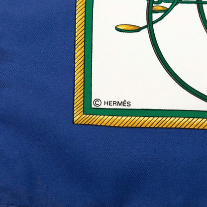 Hermes Carre 90 Folding Horse Carriage Scarf Blue White Silk — view 7