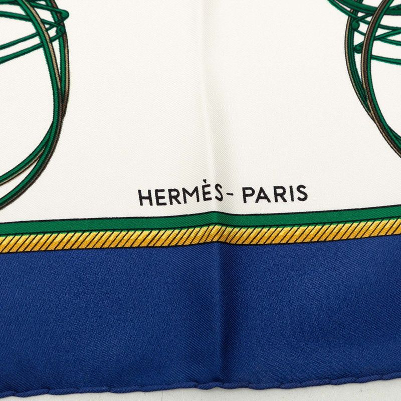 Hermes Carre 90 Folding Horse Carriage Scarf Blue White Silk — view 5