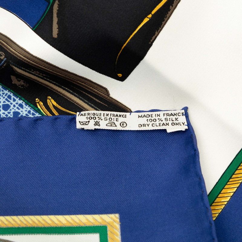 Hermes Carre 90 Folding Horse Carriage Scarf Blue White Silk — view 8