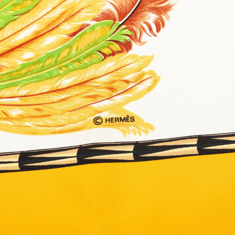 Hermes Carre 90 Brazil Scarf Yellow White Silk — view 6