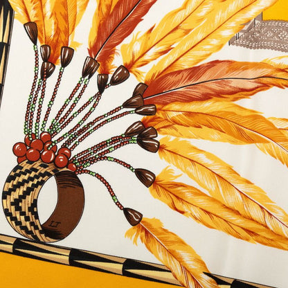 Hermes Carre 90 Brazil Scarf Yellow White Silk — view 5