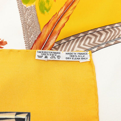 Hermes Carre 90 Brazil Scarf Yellow White Silk — view 7