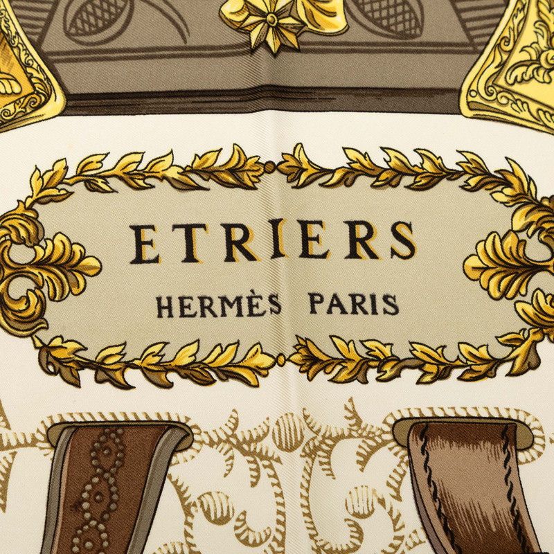 Hermes Carre 90 Etriers Armor Scarf Brown Silk — view 3