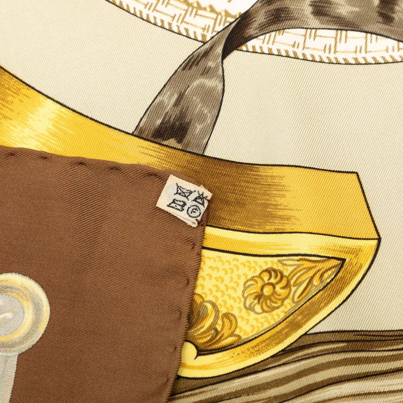 Hermes Carre 90 Etriers Armor Scarf Brown Silk — view 8