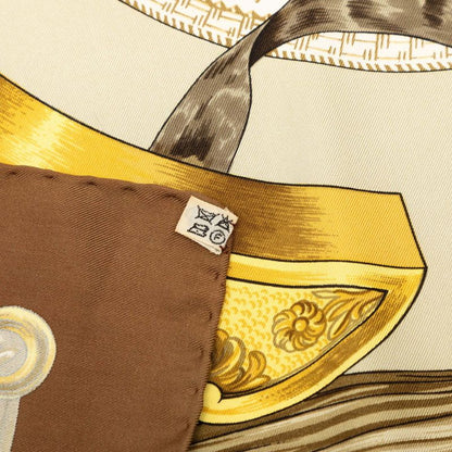 Hermes Carre 90 Etriers Armor Scarf Brown Silk — view 8