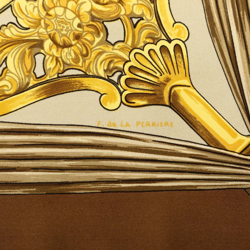 Hermes Carre 90 Etriers Armor Scarf Brown Silk — view 4