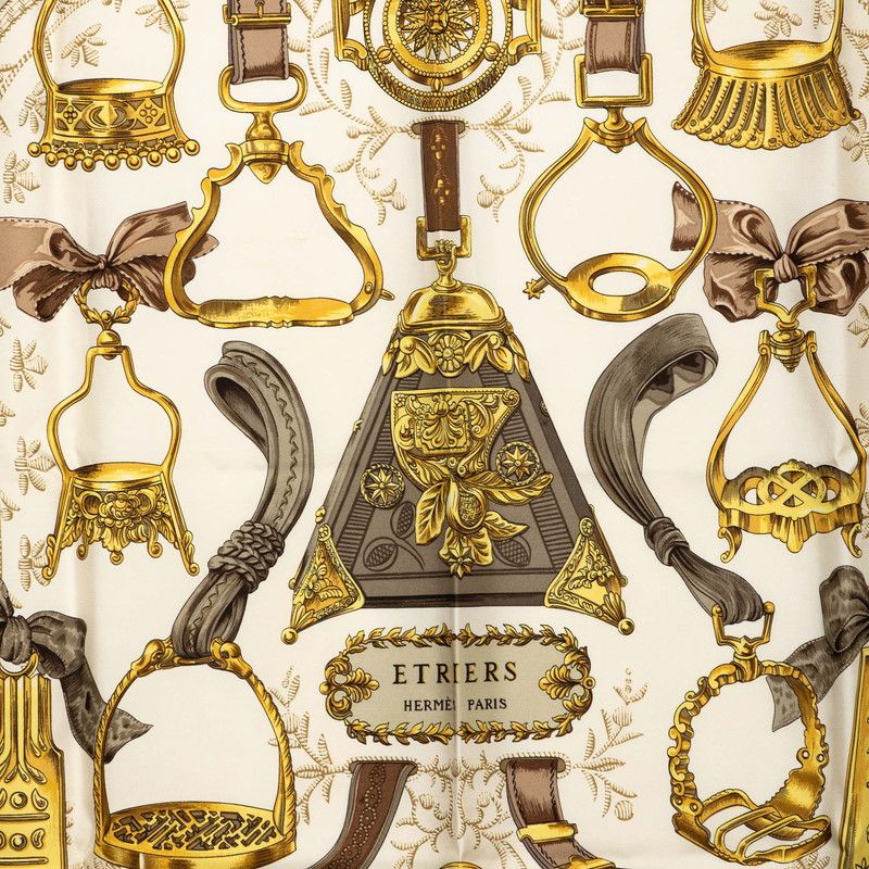 Hermes Carre 90 Etriers Armor Scarf Brown Silk — view 2