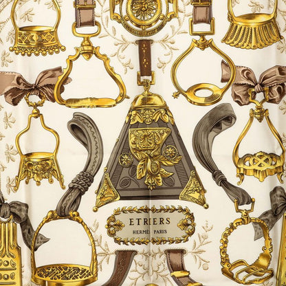 Hermes Carre 90 Etriers Armor Scarf Brown Silk — view 2