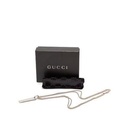 Gucci Double Ball Chain Logo Plate Pendant Silver — view 7