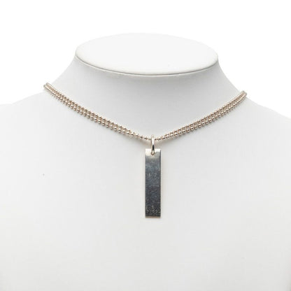 Gucci Double Ball Chain Logo Plate Pendant Silver — view 6