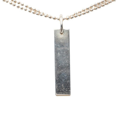 Gucci Double Ball Chain Logo Plate Pendant Silver