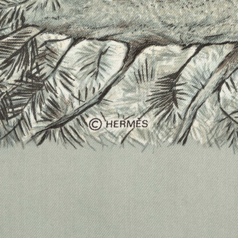 Hermes Carre 90 Halte en Camargue Rest in the Scarf Gray Ivory Silk — view 4