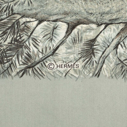Hermes Carre 90 Halte en Camargue Rest in the Scarf Gray Ivory Silk — view 4
