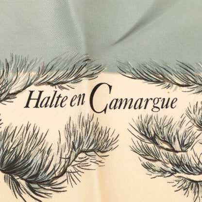 Hermes Carre 90 Halte en Camargue Rest in the Scarf Gray Ivory Silk — view 5