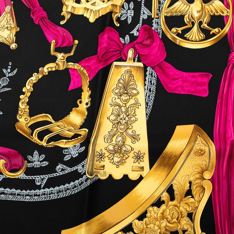 Hermes Carre 90 Etriers Stirrup Scarf Black Silk — view 6