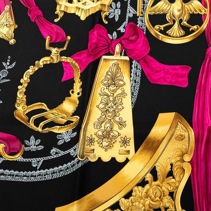 Hermes Carre 90 Etriers Stirrup Scarf Black Silk — view 6
