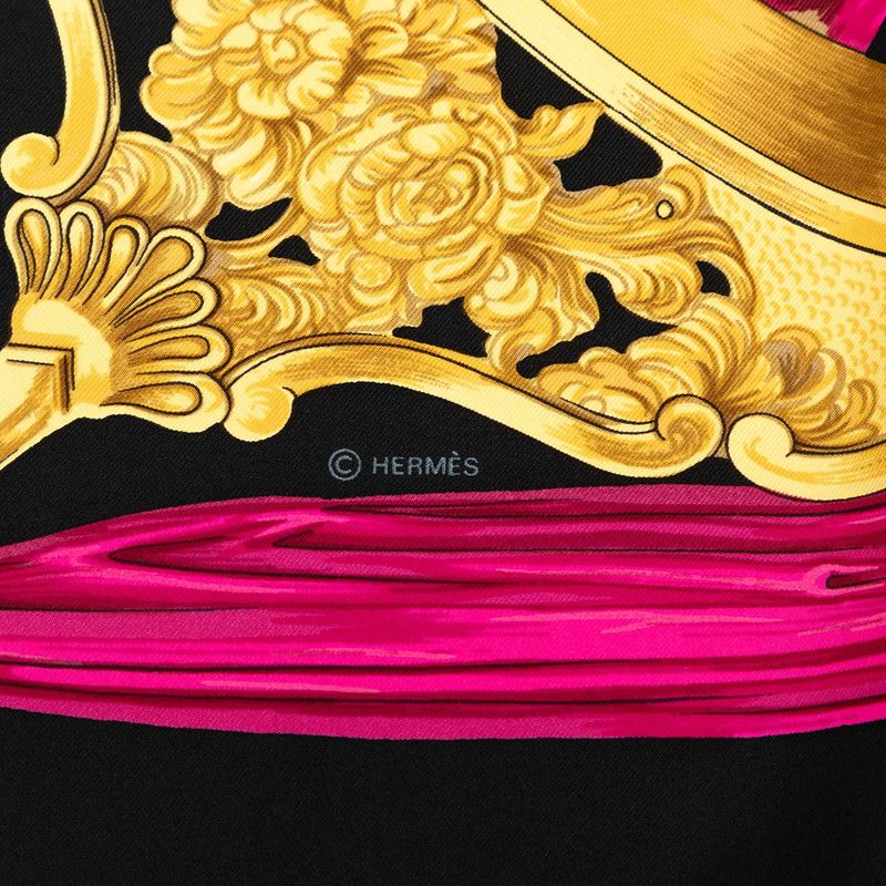 Hermes Carre 90 Etriers Stirrup Scarf Black Silk — view 4