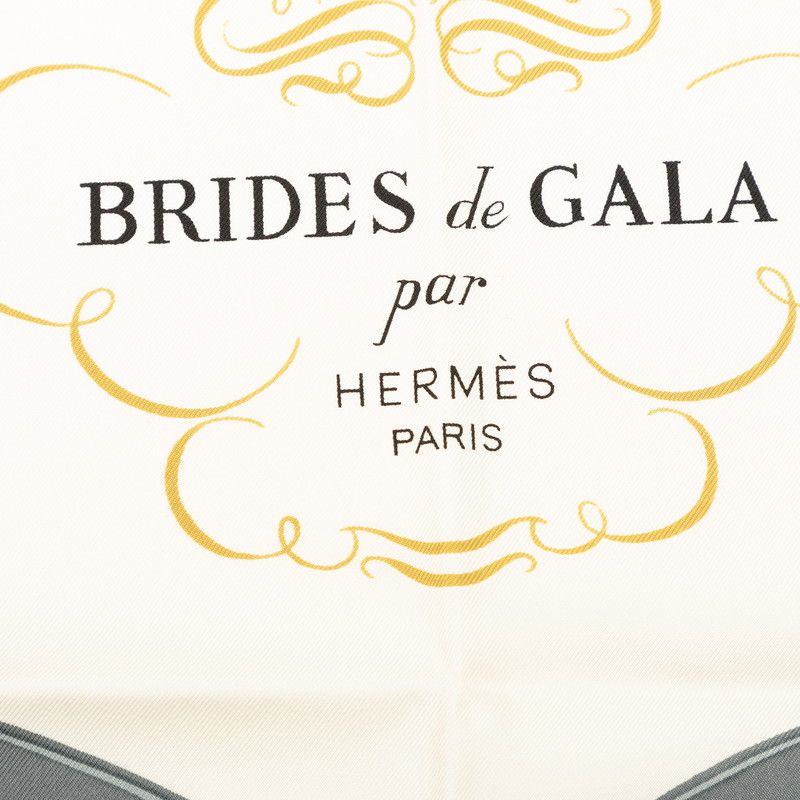 Hermes Carre 90 Brides de Gala Ceremonial Bridle Scarf Light Blue White Silk — view 3