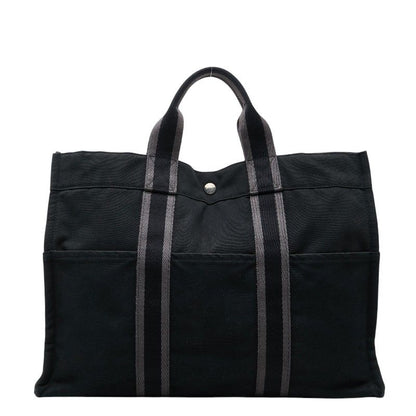 Hermes Fourre Tout MM Tote Black Gray Canvas