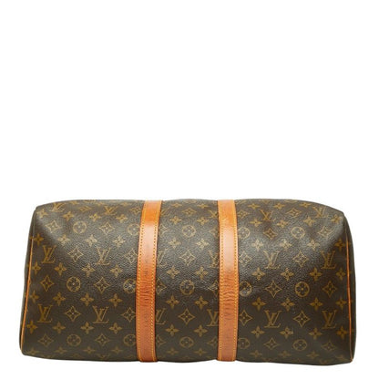 Louis Vuitton Monogram Keepall 45 Boston Bag Brown Leather — view 3