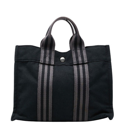 Hermes Fourre Tout PM Tote Black Gray Canvas
