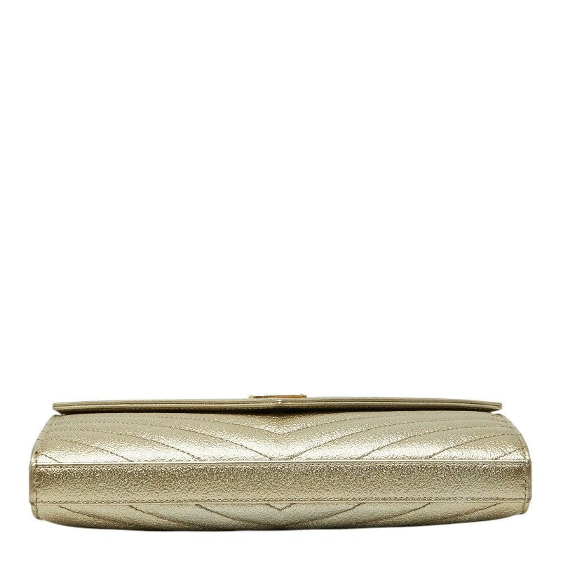 Saint Laurent Cassandra YSL Logo Crossbody Chain Wallet Shoulder Bag Gold — view 3