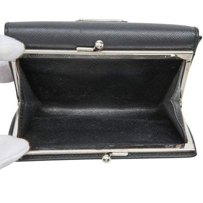 Prada Saffiano Kiss Lock Bifold Wallet Black Leather — view 6