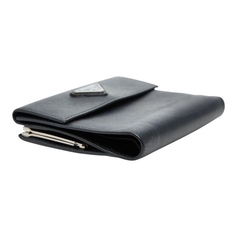 Prada Saffiano Kiss Lock Bifold Wallet Black Leather — view 5