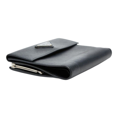 Prada Saffiano Kiss Lock Bifold Wallet Black Leather — view 5