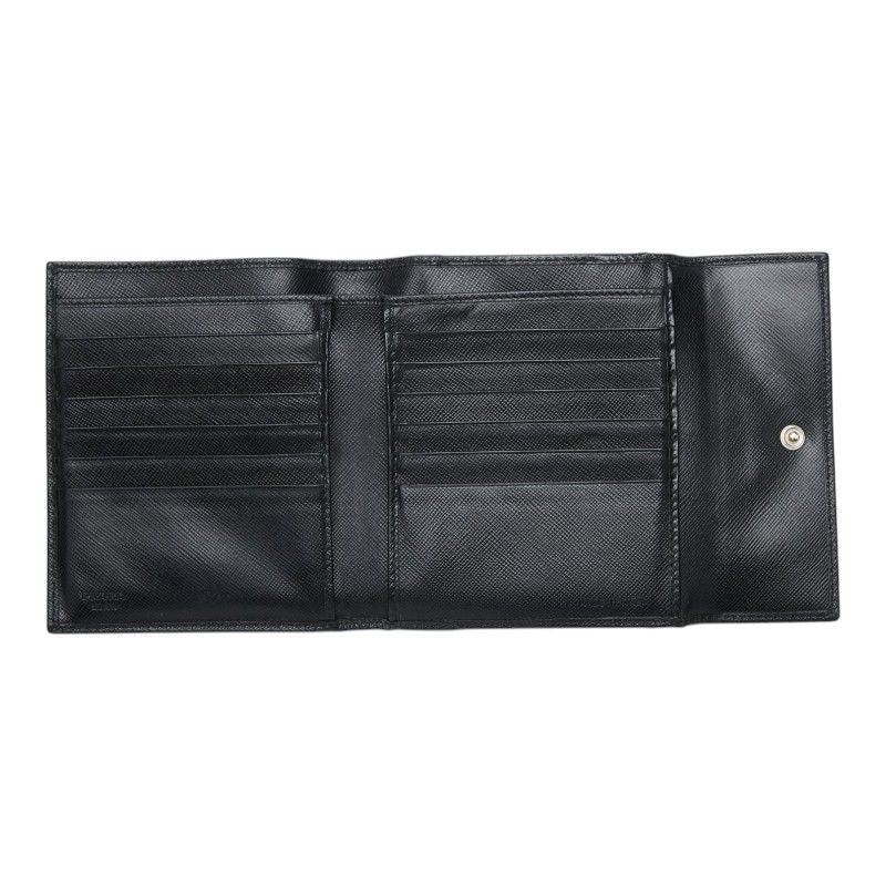 Prada Saffiano Kiss Lock Bifold Wallet Black Leather — view 7