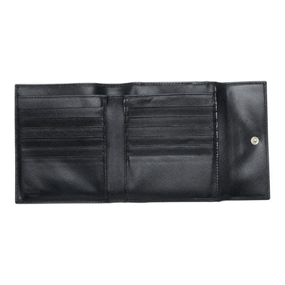 Prada Saffiano Kiss Lock Bifold Wallet Black Leather — view 7