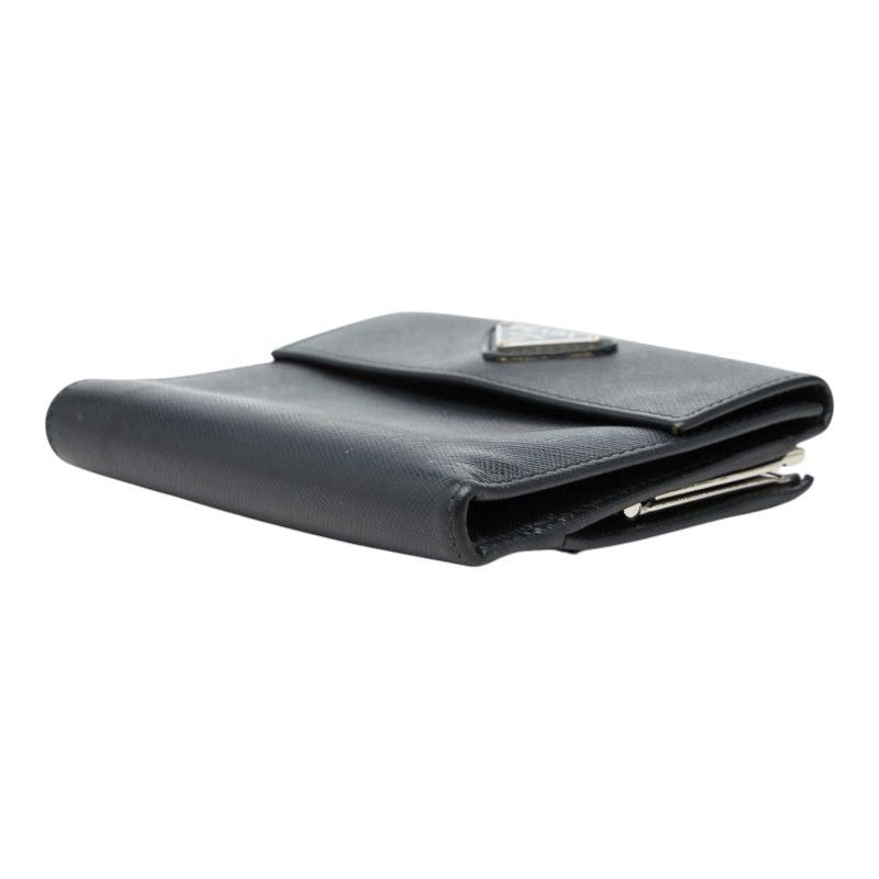 Prada Saffiano Kiss Lock Bifold Wallet Black Leather — view 4