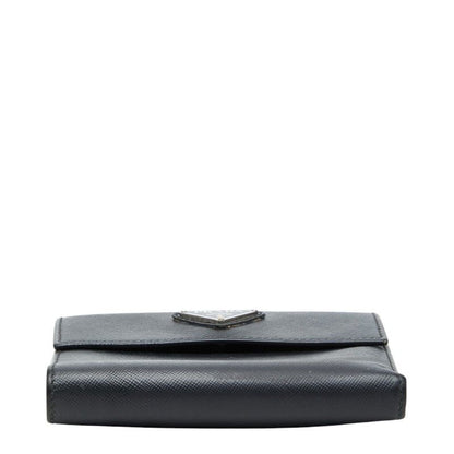 Prada Saffiano Kiss Lock Bifold Wallet Black Leather — view 3