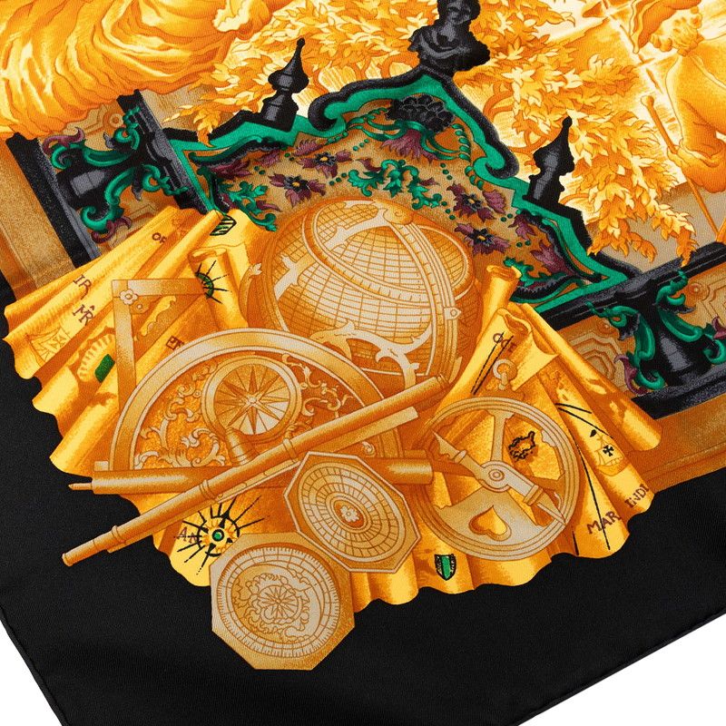 Hermes Carre 90 Azvlejos Scarf Black Brown Silk — view 3