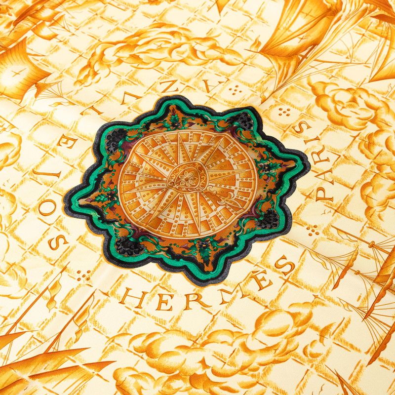 Hermes Carre 90 Azvlejos Scarf Black Brown Silk — view 4