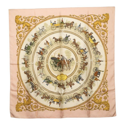 Hermes Carre 90 la Promenade de Longchamps Walk to Long Chien Scarf Pink Ivory