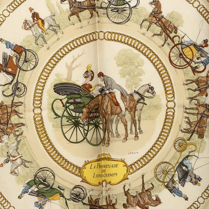 Hermes Carre 90 la Promenade de Longchamps Walk to Long Chien Scarf Pink Ivory — view 2